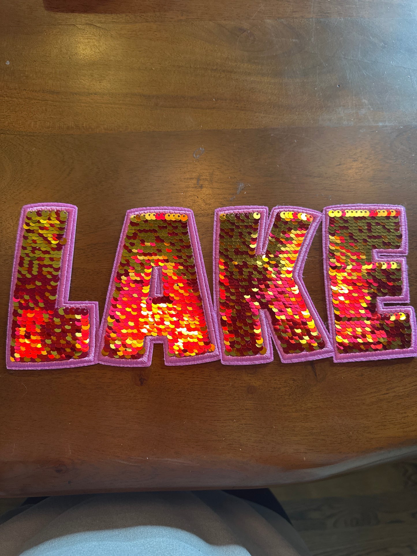 Pink lake sequins patch