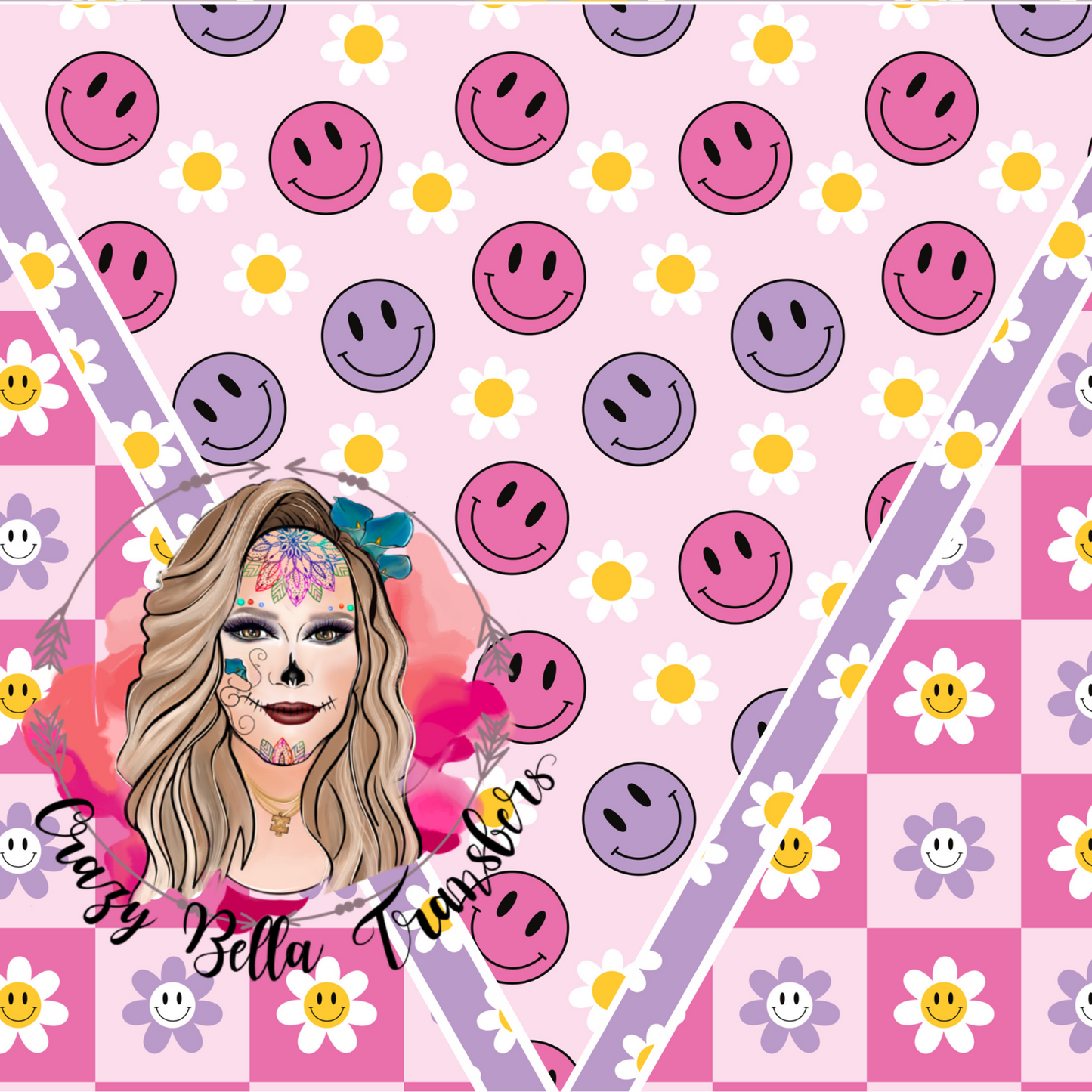 Retro floral smiley Tumbler Wrap
