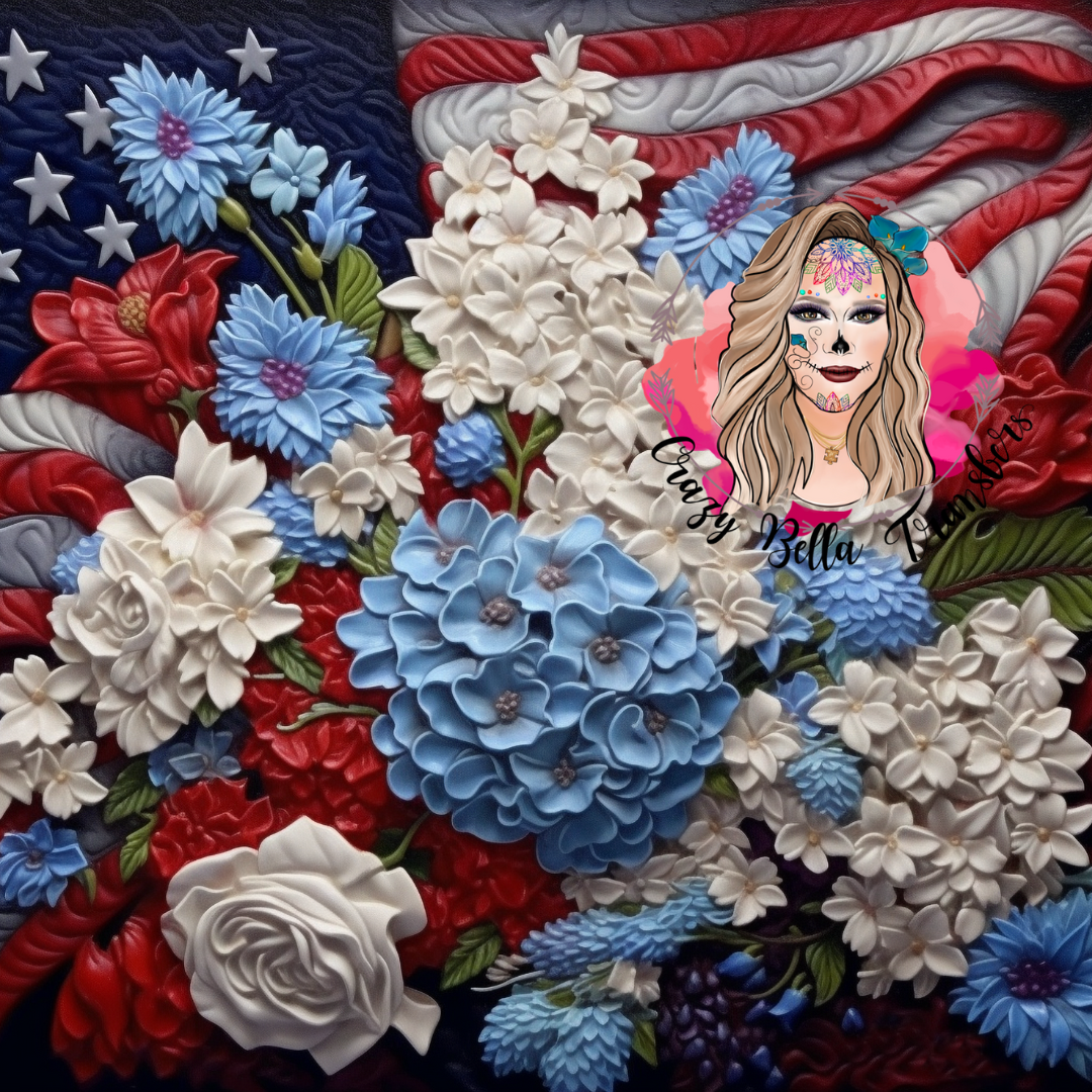 American flag and flowers Tumbler Wrap