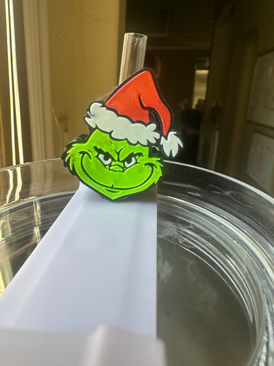 Grinch head - straw topper