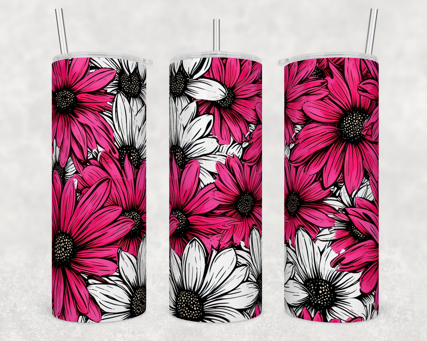 Pink and White daisy Tumbler Wrap